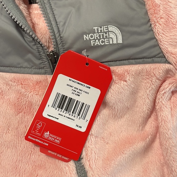 Brand New with Tags The North Face infant oso one piece pink salt size 12-18 M - Picture 2 of 2